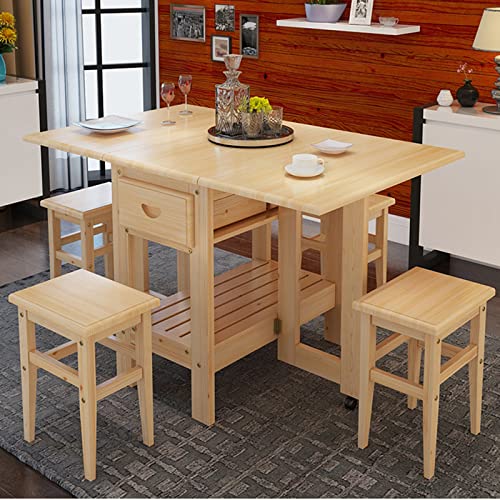 Foldable Drop Leaf Dining Table with Wheels Y16458