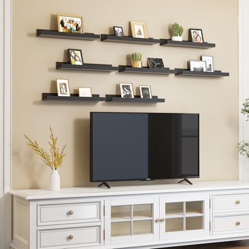 Rustic Brown Wall Shelves Set of 8 U58142