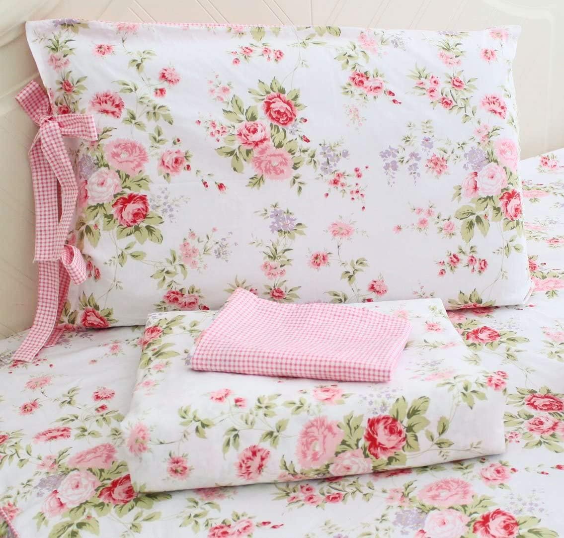 King Size 4-Piece 100% Cotton Floral Sheet Set H934