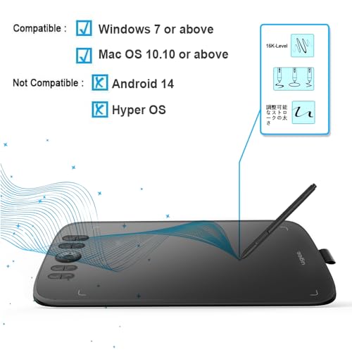 10x6 Inch Graphics Drawing Tablet with 8192 Level Battery-Free Stylus V542589