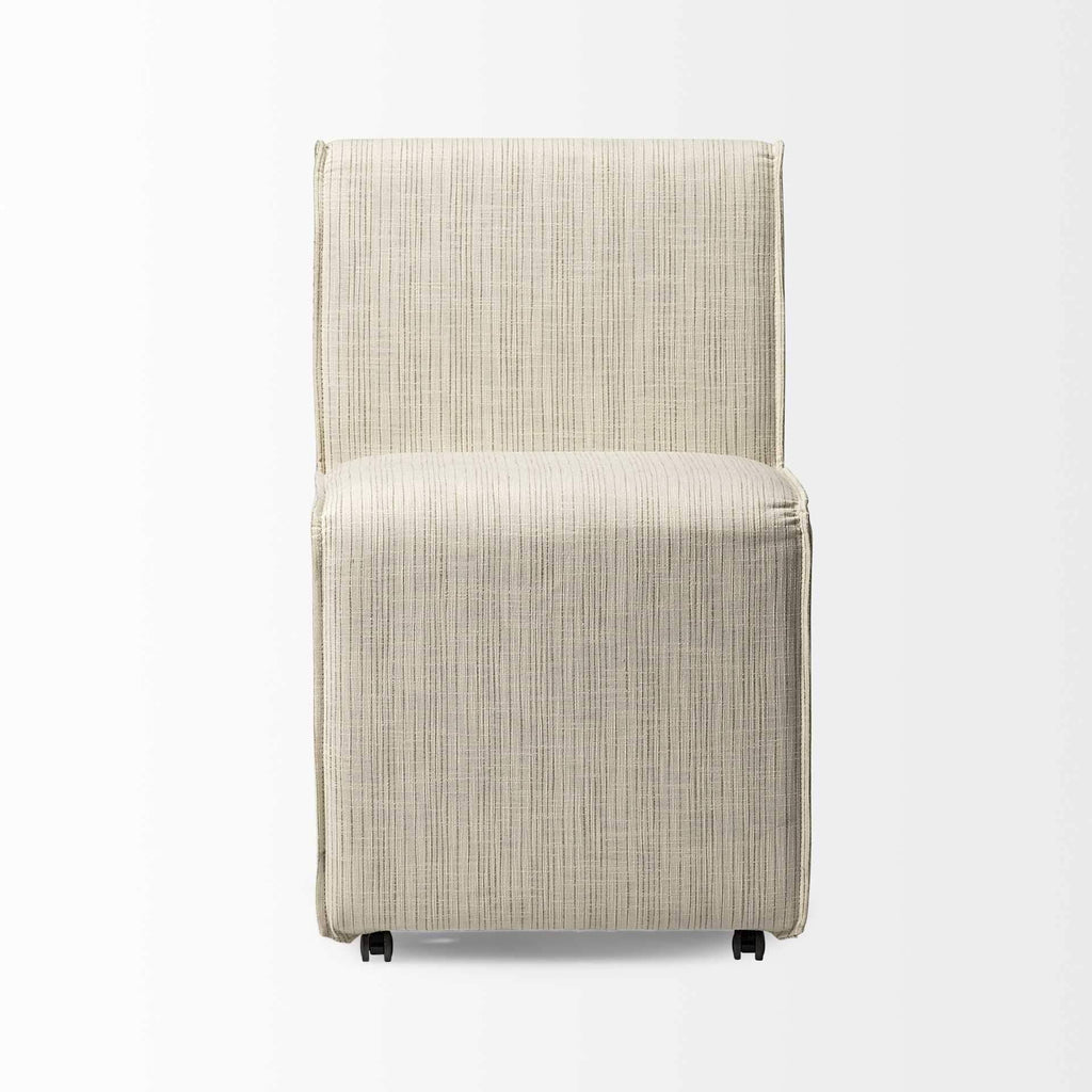 Cream Fabric Dining Chair on Casters U758990