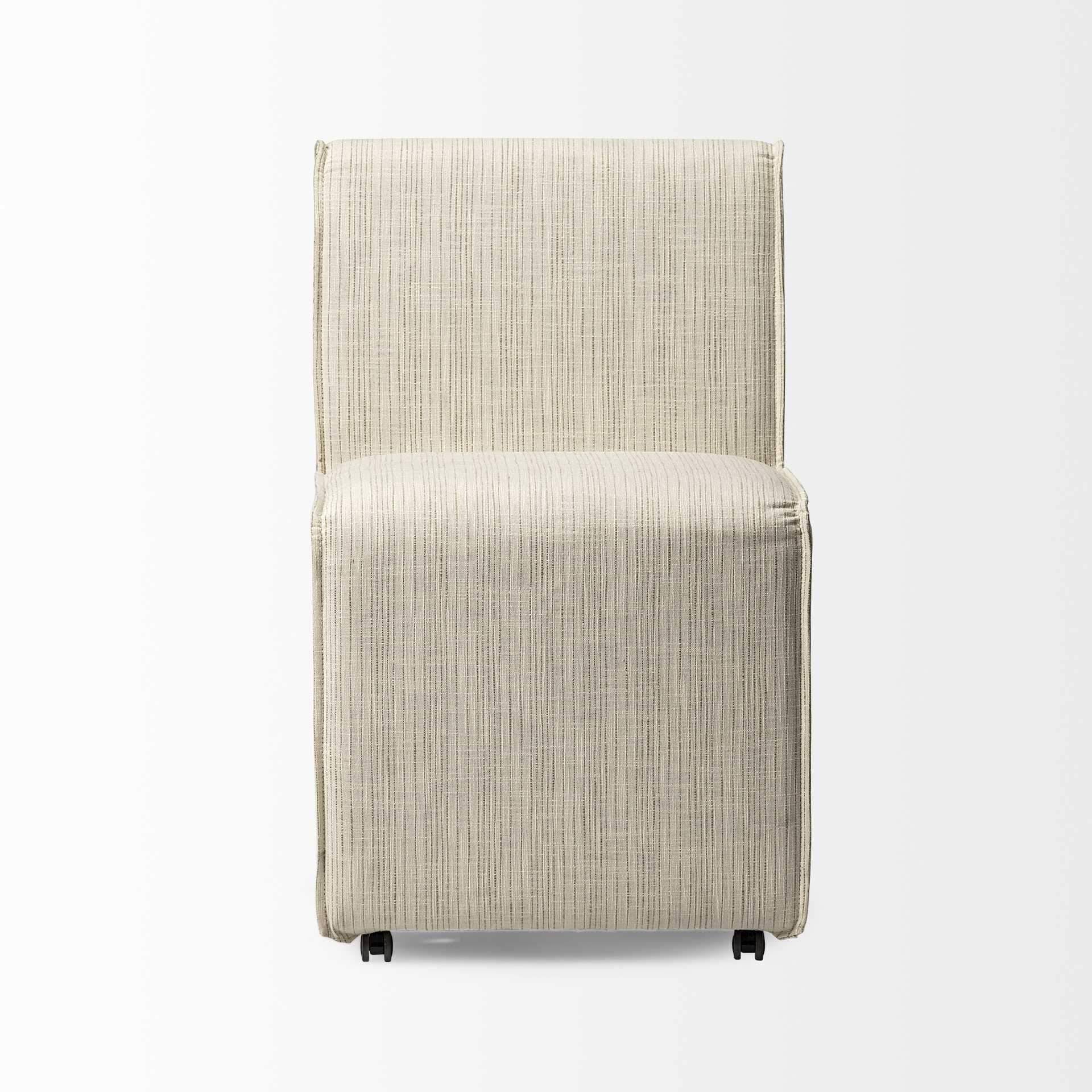Cream Fabric Dining Chair on Casters U758990