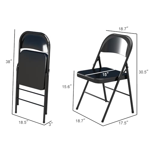 4 Pack Folding Chairs with Padded Cushion & Back (Black) P328