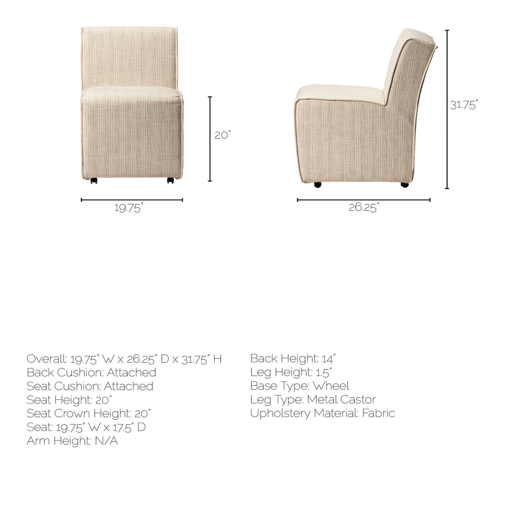 Cream Fabric Dining Chair on Casters U758990