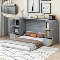 Gray Wood Murphy Bed with Drawers and Cabinets Q458565
