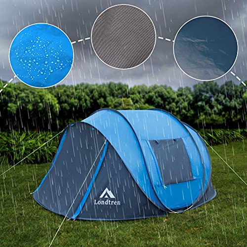 4 Person Pop Up Tent Waterproof Automatic Setup 2 Doors Instant Family Tent L382