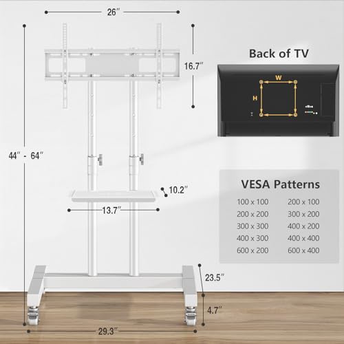 Rolling TV Stand with Metal Laptop Shelf B2503