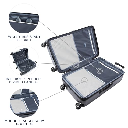 True Navy Blue 28-Inch Hardside Polycarbonate Expandable Checked Suitcase X5561
