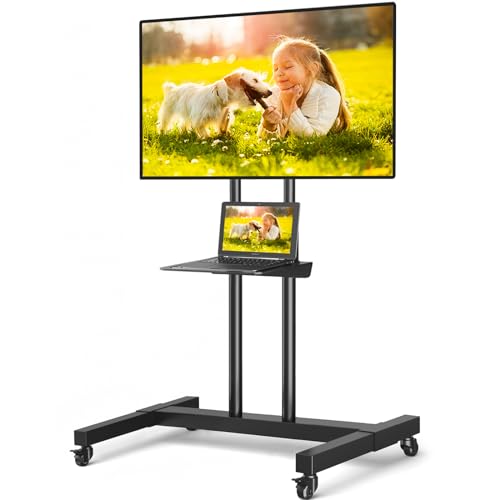 Rolling TV Stand with Metal Laptop Shelf B2503