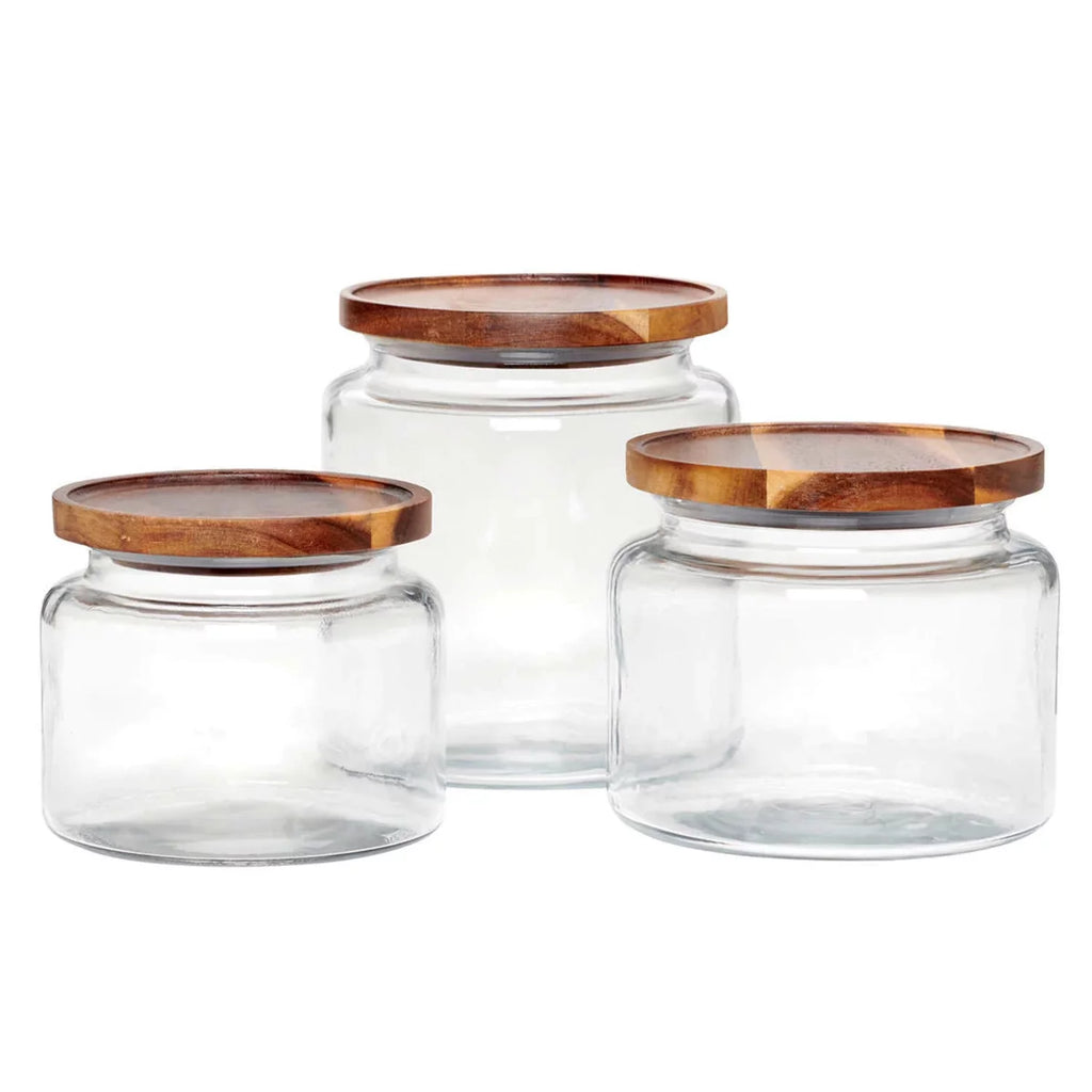 Set of 3 Glass Jars with Acacia Lids L700505