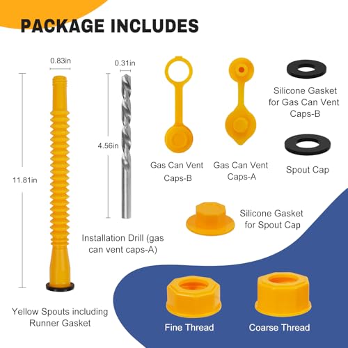 33 Pcs Gas Can Spout Replacement Kit with Flexible Nozzles and Screw Collar Caps O9854