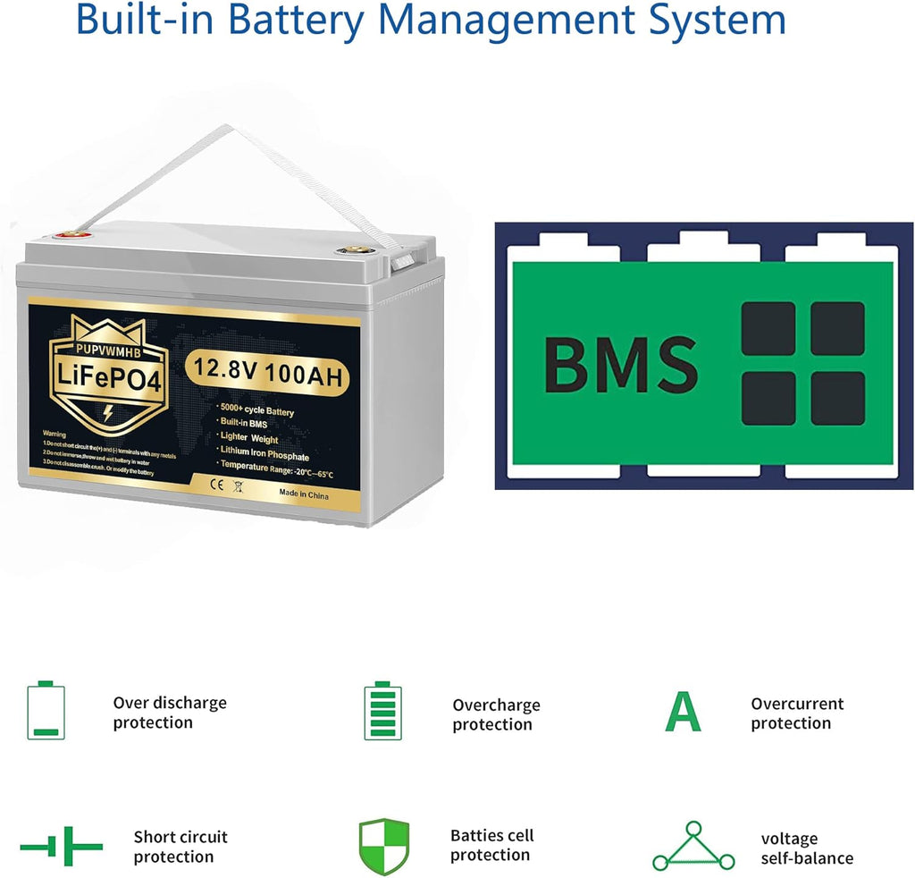 12V 100Ah Bluetooth LiFePO4 Battery with 100A BMS N825771