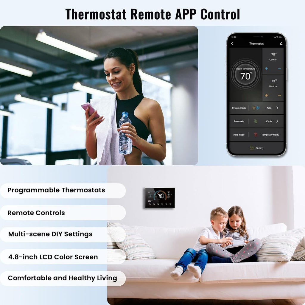 Smart Thermostat with WiFi, App, LCD Color Screen, Voice Control, C-Wire Adapter F81527