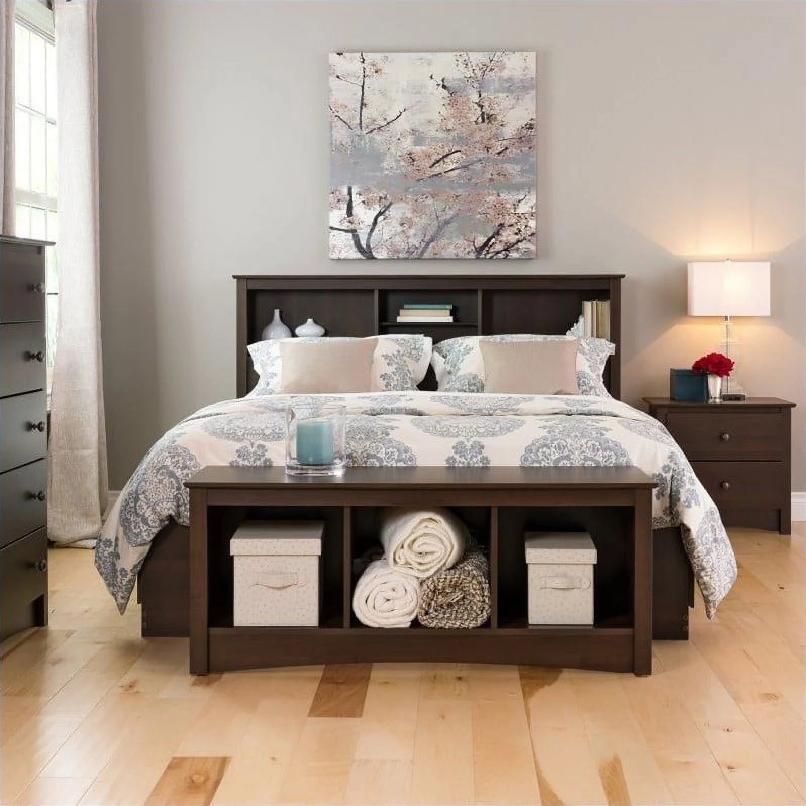 5-Piece Set with 2 Night Tables Chest Dresser and Tall Nightstand K359469