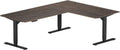 78" x 60" Electric Height Adjustable L Shaped Standing Desk with Black Frame, Light Walnut E249062