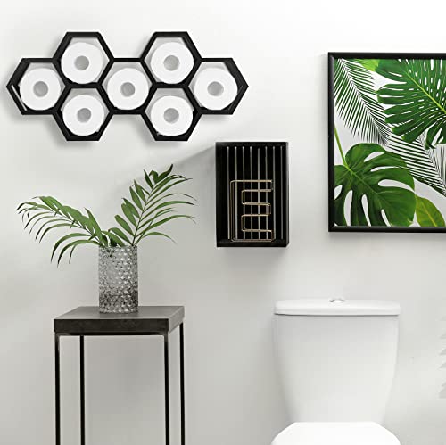 Black Wooden Toilet Paper Holder W796540