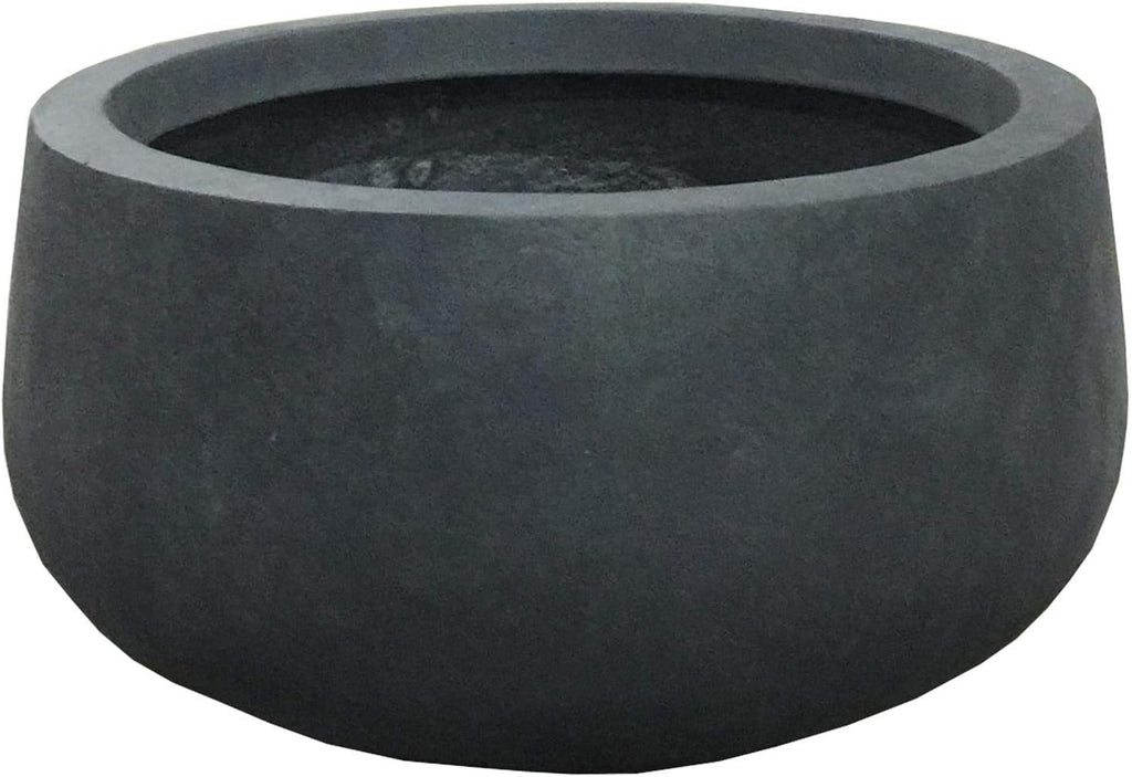 Charcoal Lightweight Concrete Fiberglass Round Bowl Planter G4749