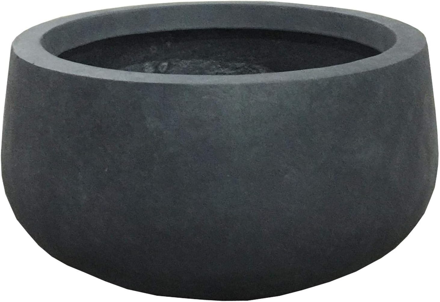 Charcoal Lightweight Concrete Fiberglass Round Bowl Planter G4749