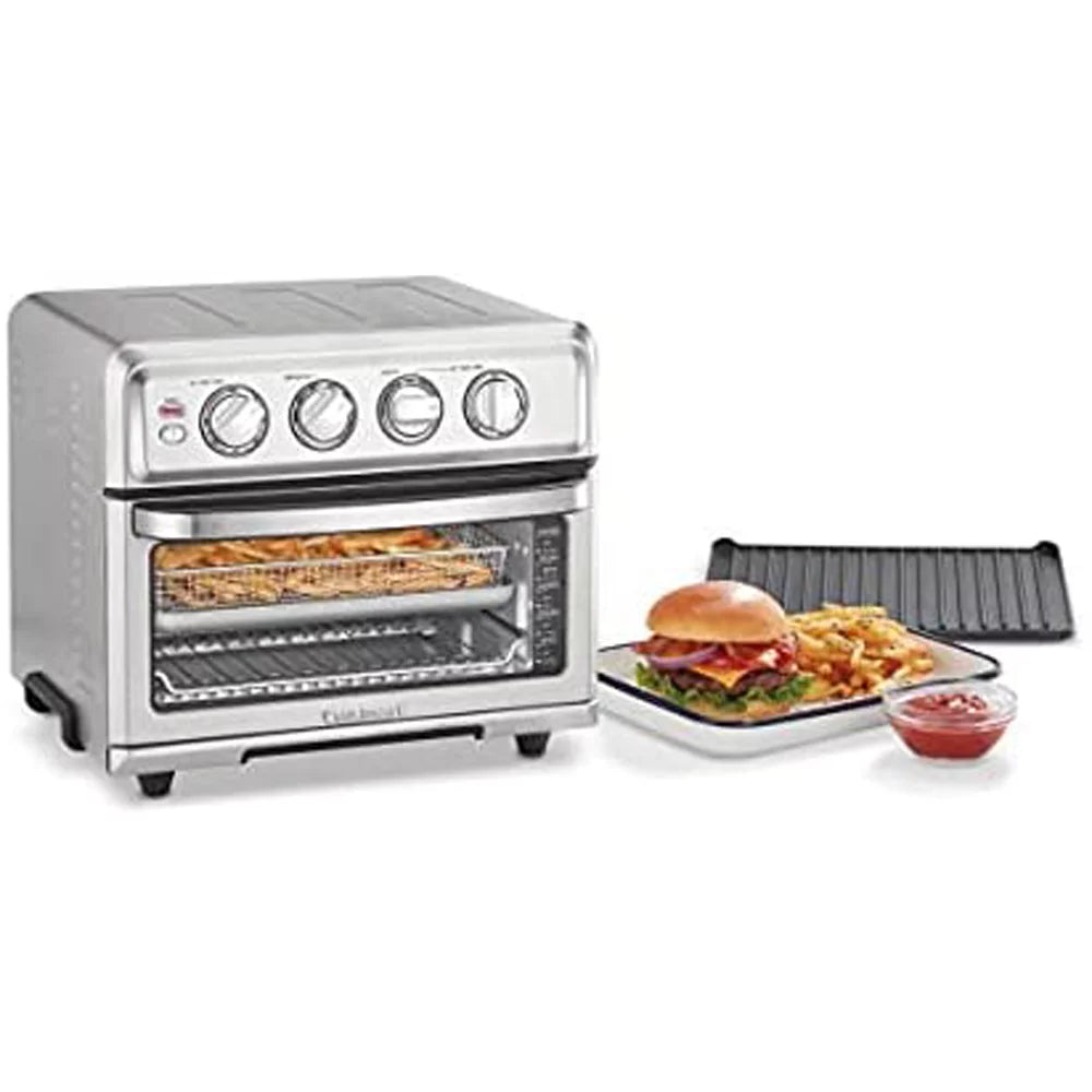 Stainless Steel AirFryer Toaster Oven with Grill Bundle with 12 Piece Ceramic Coated Cutlery Set Matte Black D475