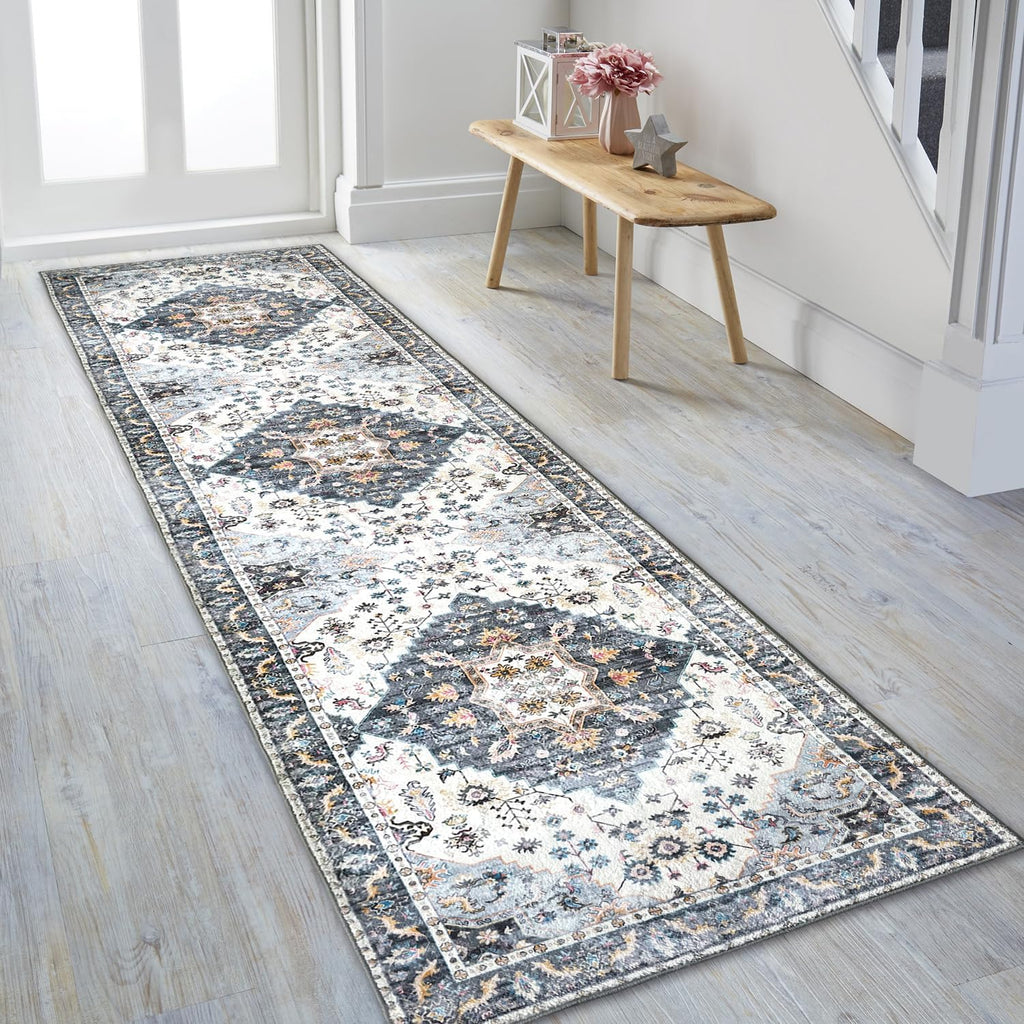 Washable Runner Rug with Rubber Backing S6836