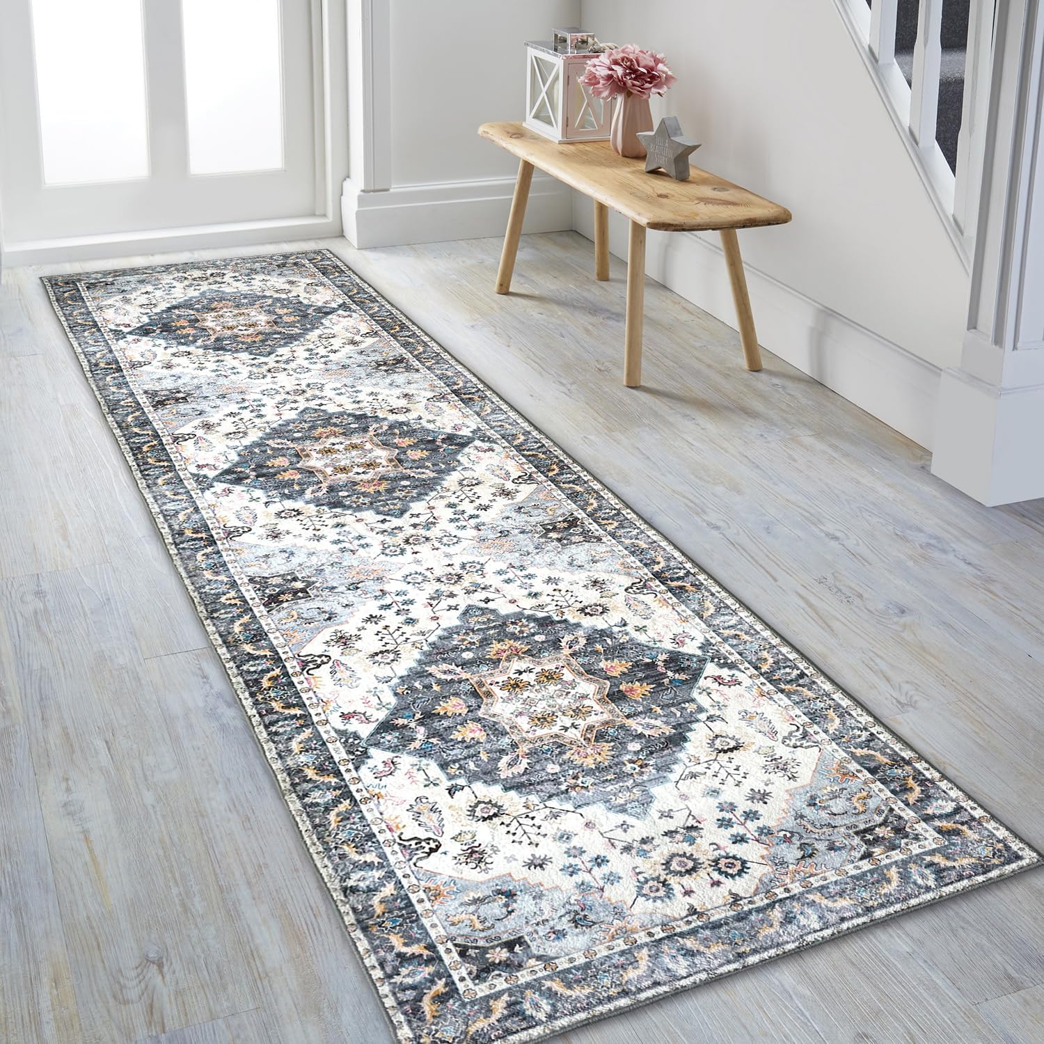 Washable Runner Rug with Rubber Backing S6836