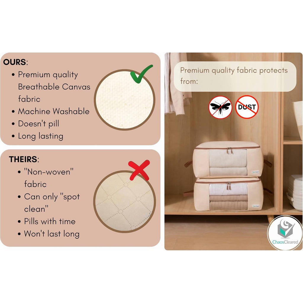 Canvas Clothing Storage 2 Bags Clothes Organizer K377