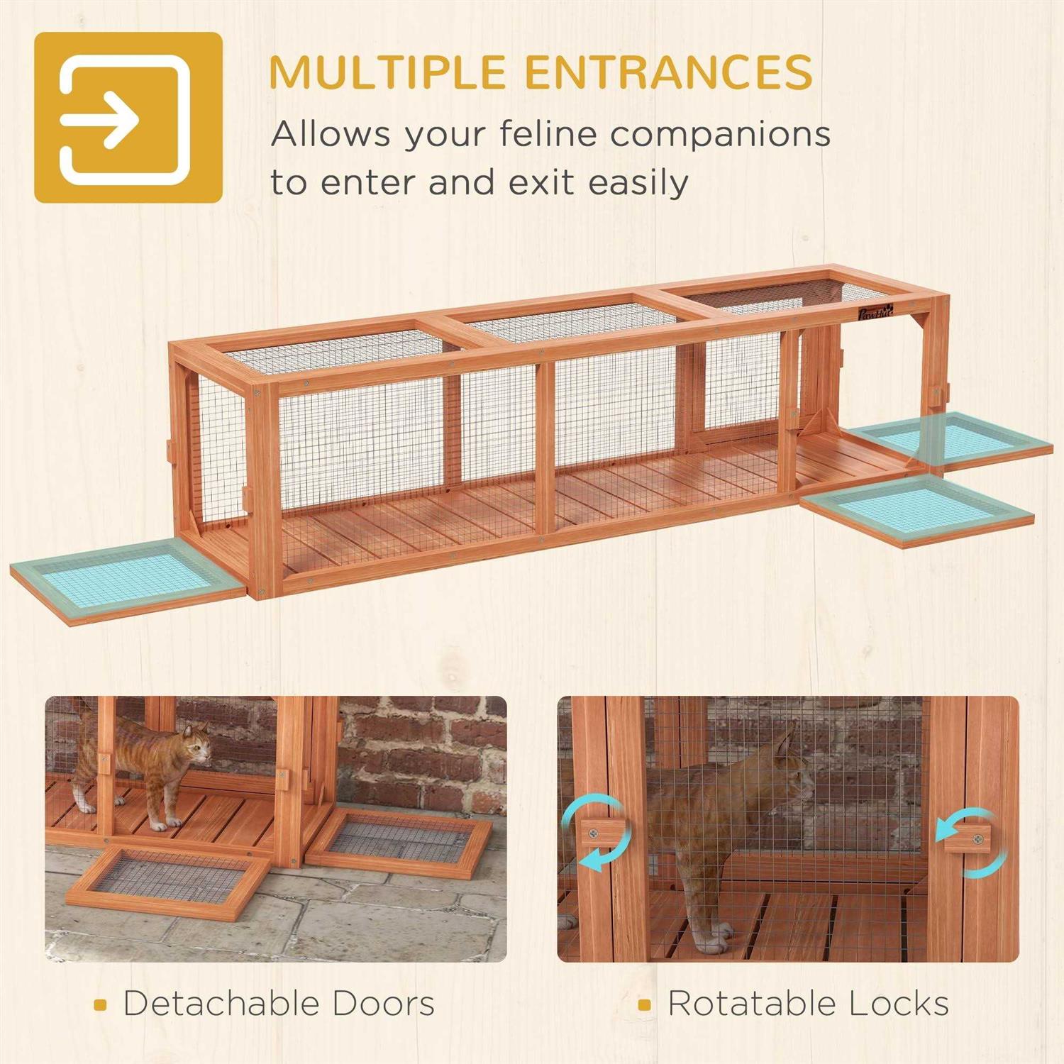 59 Long Cat Tunnel with Extendable Design Wooden Outdoor Cat Tunnel House H848