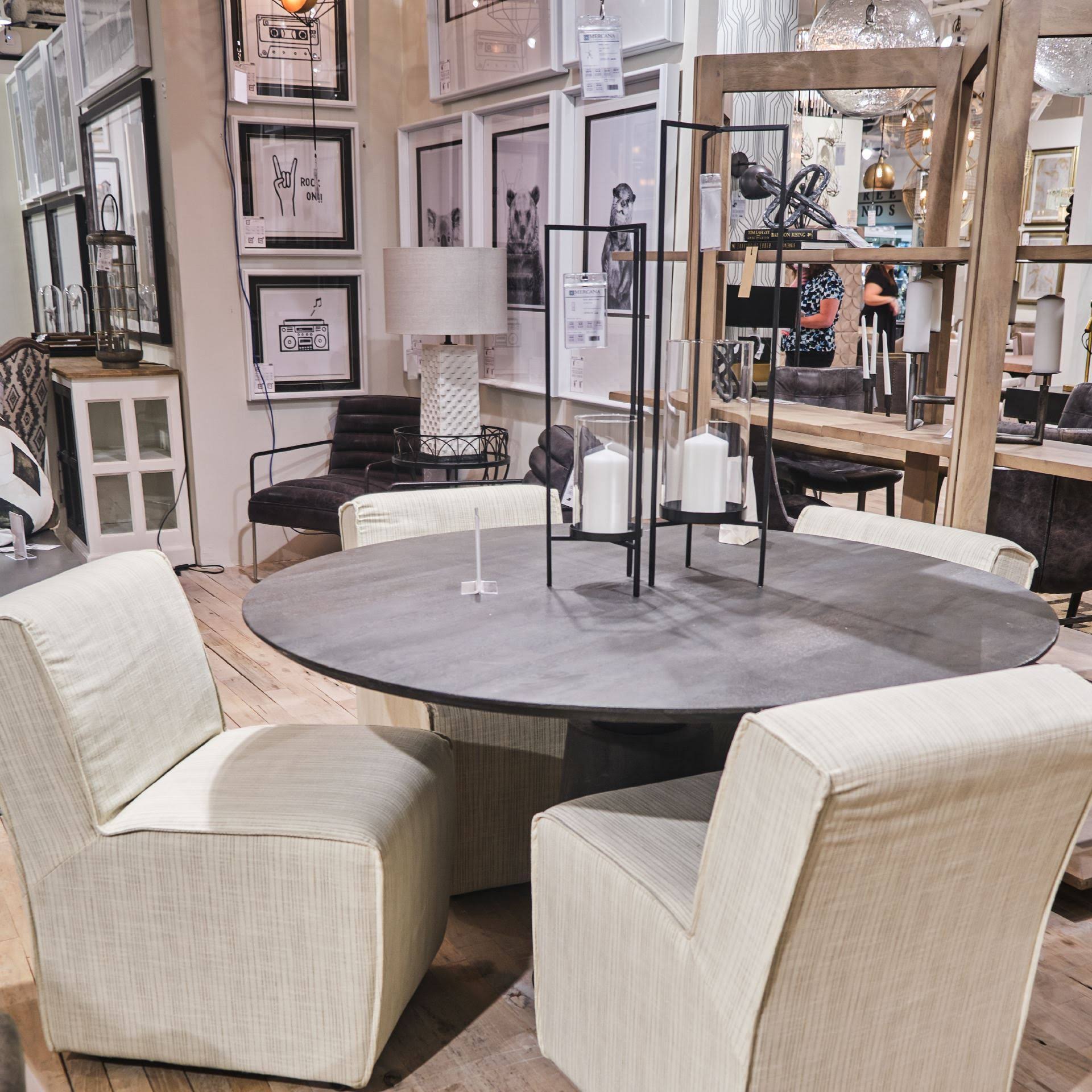 Cream Fabric Dining Chair on Casters U758990