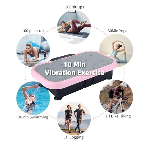 Pink Vibration Plate Fitness Machine with Handle 120 Speed Levels F7288