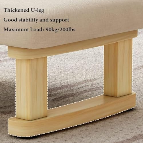 Small Footstool Ottoman with Wooden Legs A3317