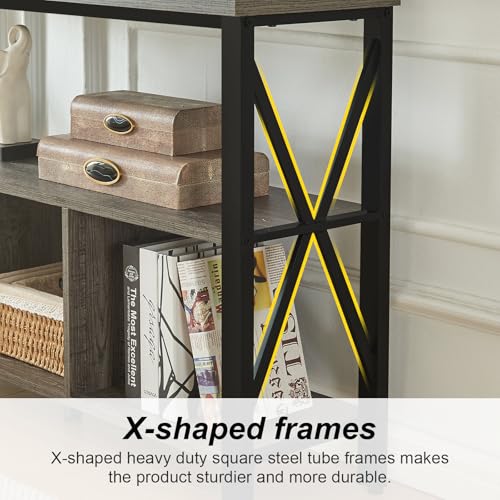 47-inch Rustic Entryway Console Table with Storage, 3-Tier Shelves, Brown Y4948