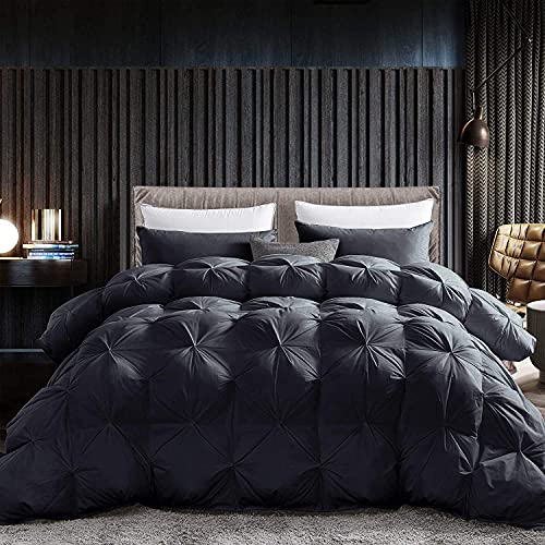 Queen Size Goose Down Comforter, 70 oz Fill Weight, White, Egyptian Cotton T881