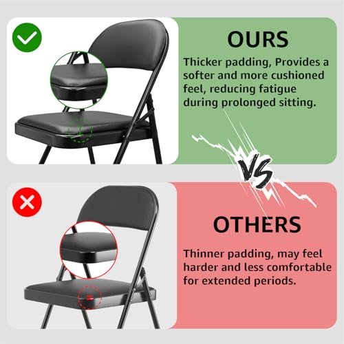 4 Pack Folding Chairs with Padded Cushion & Back (Black) P328