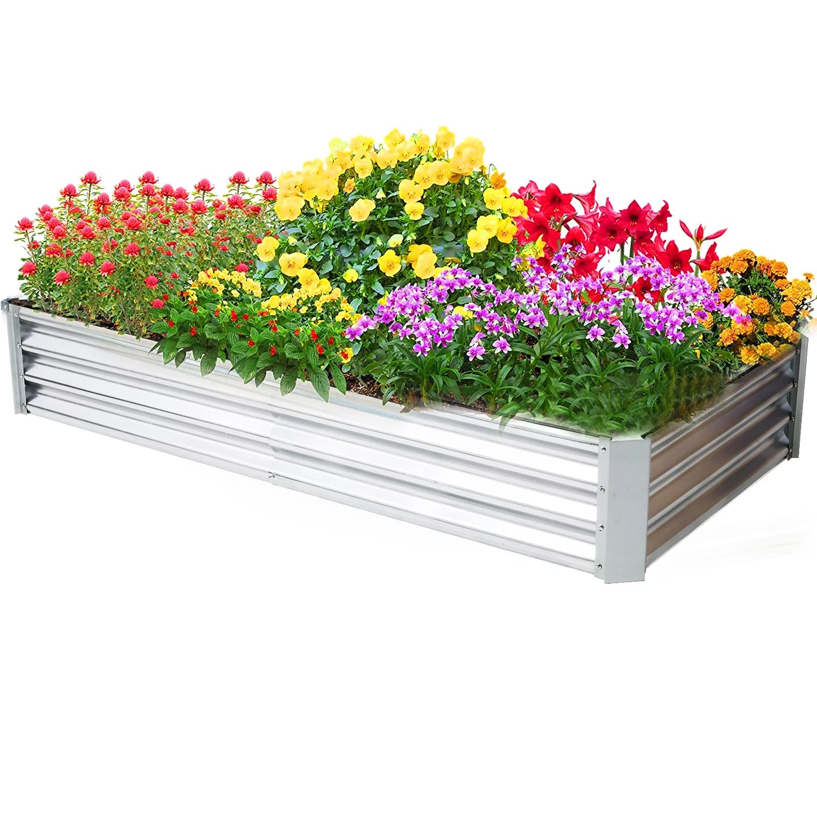 8×4×1 FT Galvanized Raised Garden Bed Planter Box T298