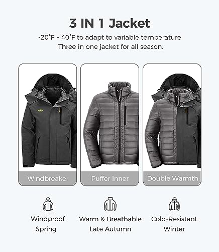 Men's Warm Winter Down Jacket Hooded Waterproof Coat I1745