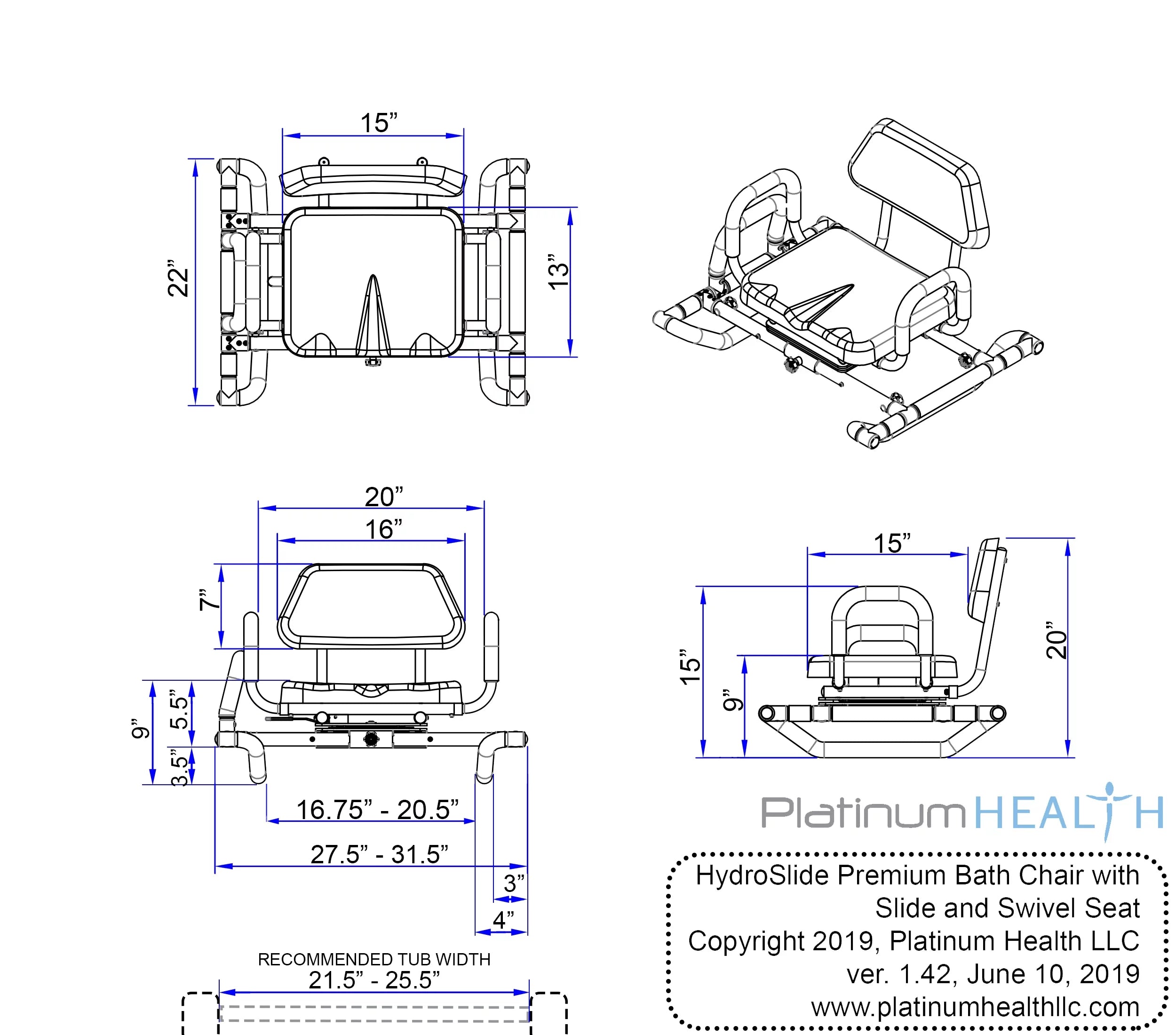 Padded Swivel Seat Bath and Shower Chair Y921
