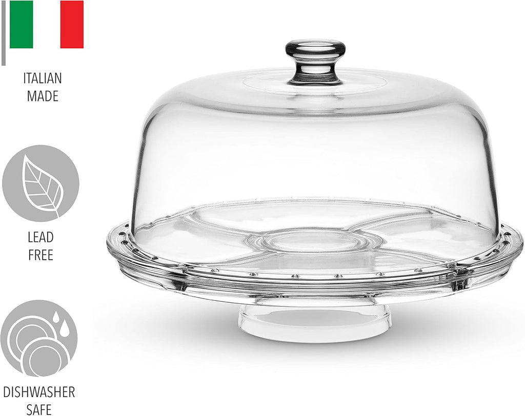 Cake Stand and Serving Plate with Dome Lid, Crystal Glass Footed Cake Stand U596377