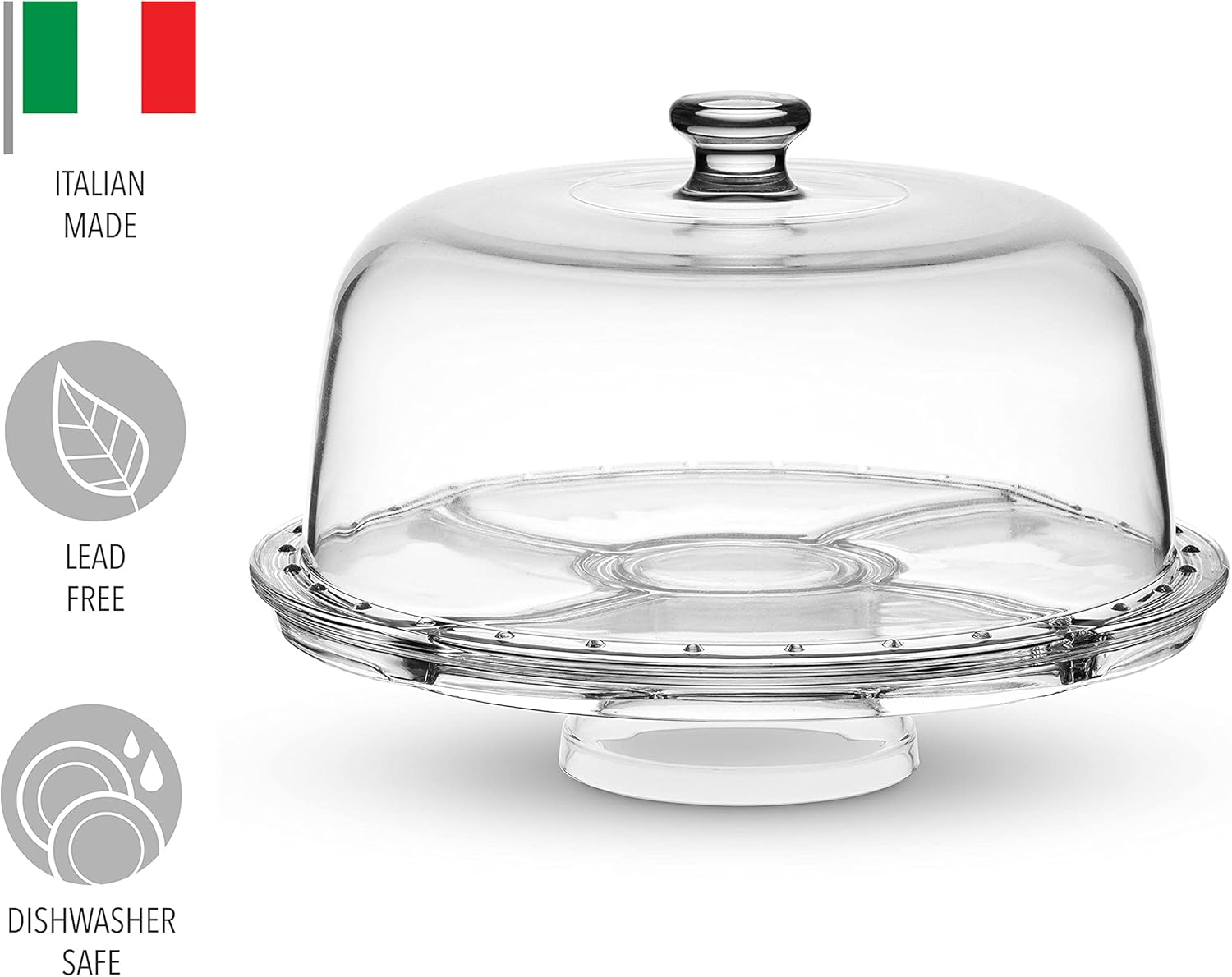 Cake Stand and Serving Plate with Dome Lid, Crystal Glass Footed Cake Stand U596377