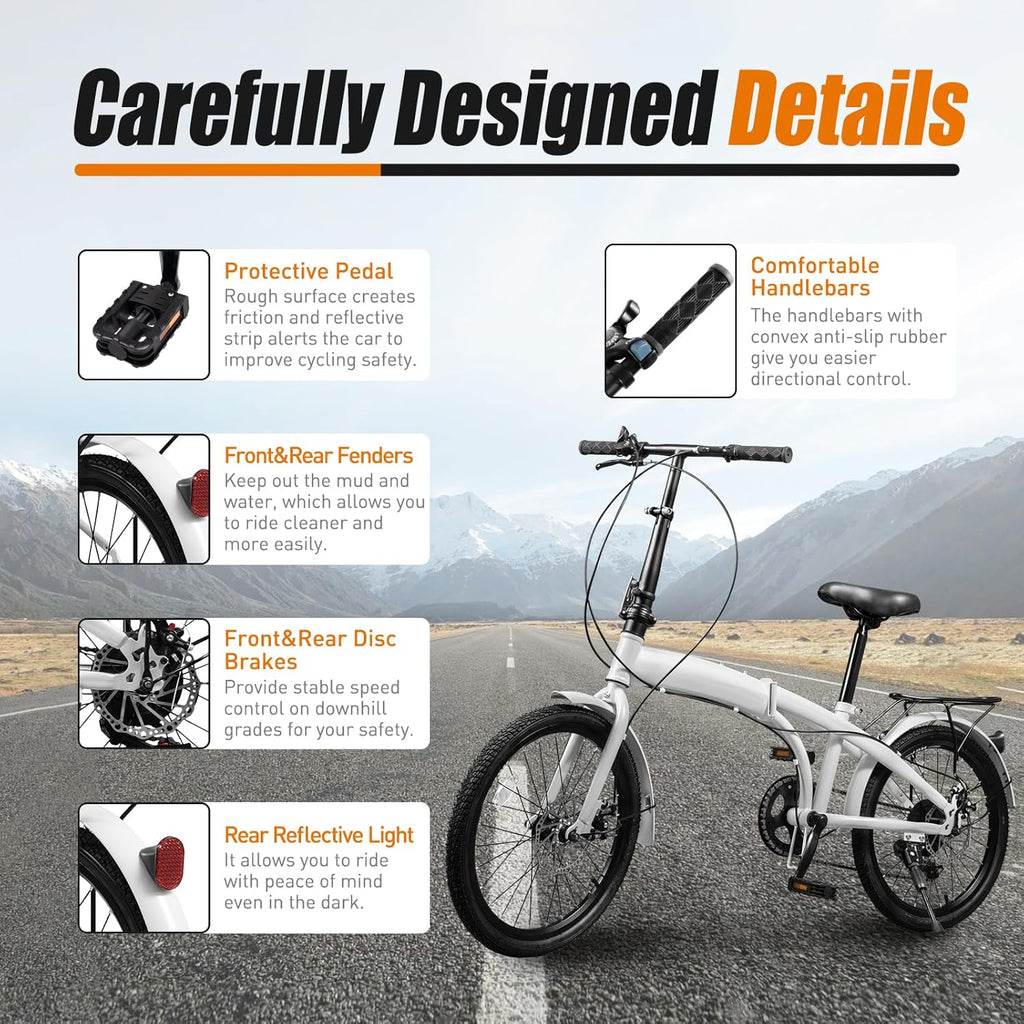 20-inch 7 Speed Folding Bicycle with Disc Brake M8973