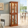 Cherry Wood Curio Cabinet with Tempered Glass Doors W85999