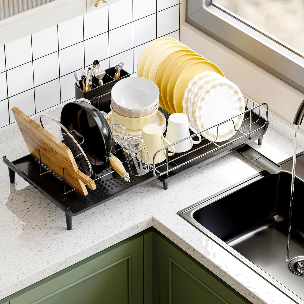 Large Dish Drying Rack with Utensil Holder & Drainboard E330