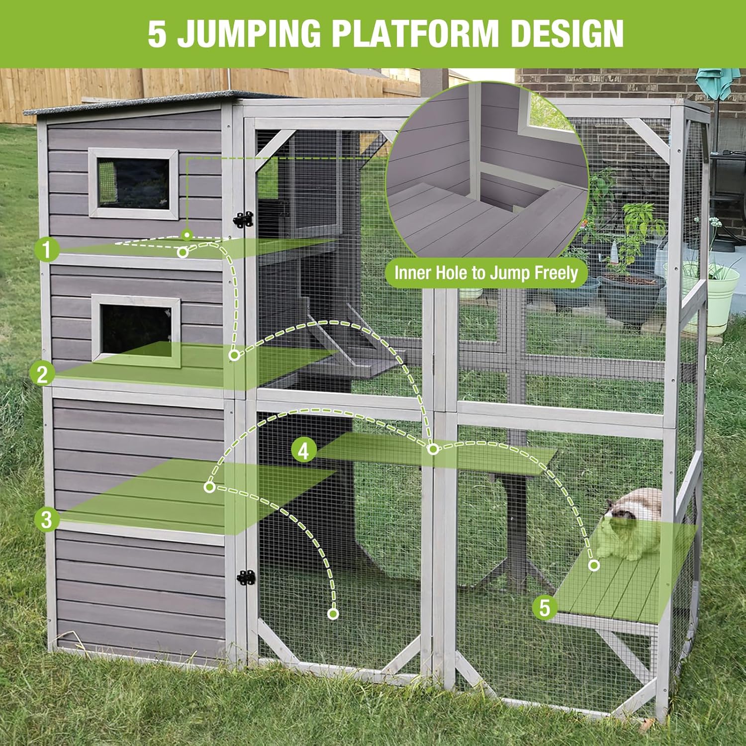 77 Inch 4 Tier Cat Enclosure U155