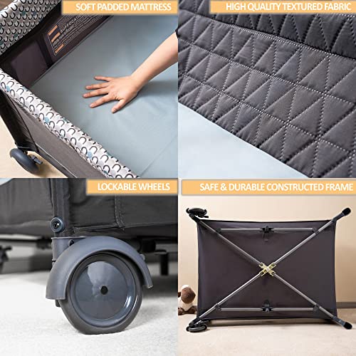5 in 1 Foldable Baby Crib with Bassinets, Changing Table, Newborn Napper, Diaper Stacker, Playpen Q298