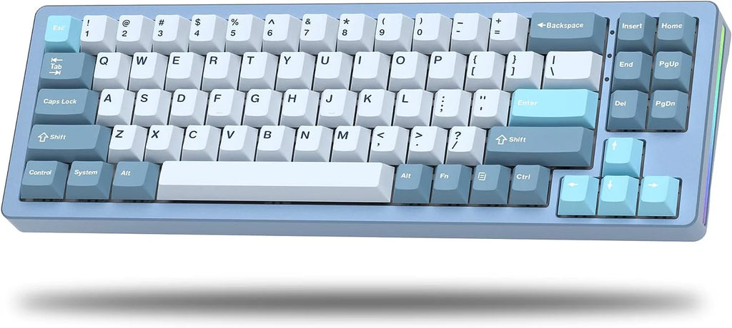 75% Wireless Mechanical Keyboard CNC Aluminum Alloy Shell, Hot-swappable RGB Keyboard w/Pre-lubed Switches, Bluetooth/2.4G/Wired, Gasket Mounted (Blue) D982828