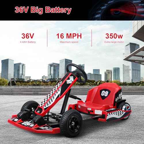 16 MPH 350W Motor Battery Powered Electric Drift Go Kart T290