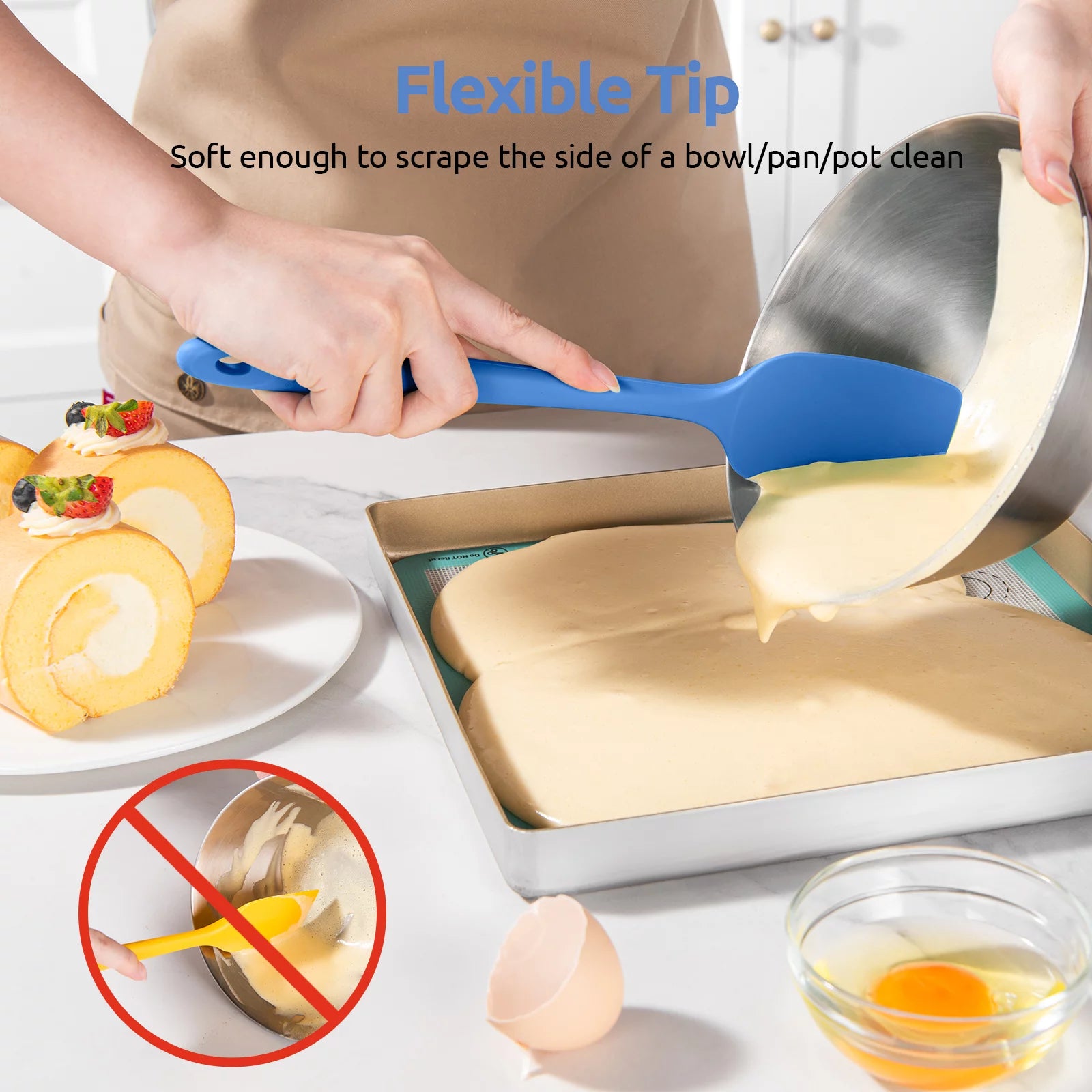 600°F High Heat Resistant Silicone Spoon Spatula Set of 3 N70408