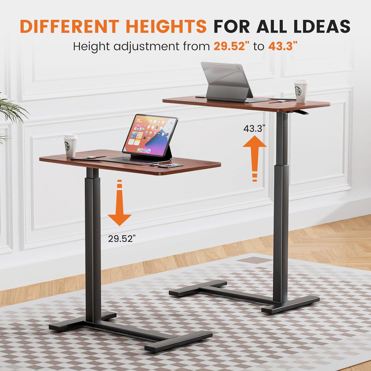 Standing Rolling Desk Adjustable Height with Wheels Q816