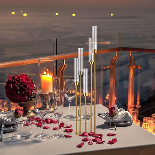 Matte Black 5 Arm Candelabra with Acrylic Shades A46590