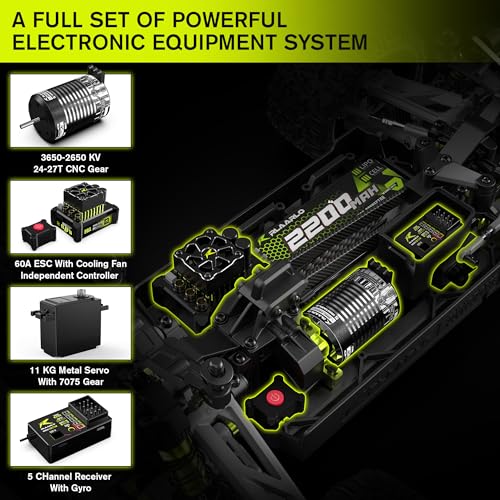Black 1/10 Brushless RC Monster Truck, 50+ MPH, 4WD, Waterproof, Carbon Fiber P5189