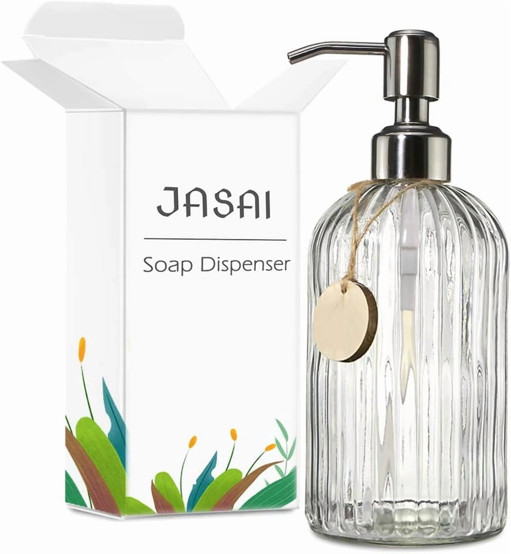 18 Oz Clear Glass Soap Dispenser with Stainless Steel Pump B328474